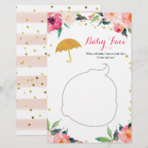 Gold Floral April Showers Baby shower Baby Face