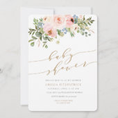 Gold Floral Baby shower Invitation Girl Kaart (Voorkant)