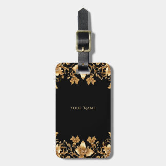 Gold Floral Bagagelabel