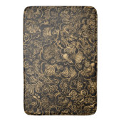Gold Floral Baroque Pattern on Black Badmat (Voorkant Verticaal)