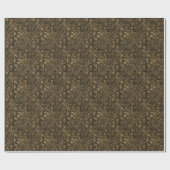 Gold Floral Baroque Pattern on Black Cadeaupapier (Vlak)