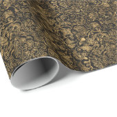 Gold Floral Baroque Pattern on Black Cadeaupapier (Rol Hoek)