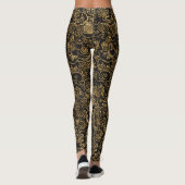 Gold Floral Baroque Pattern on Black Leggings (Achterkant)