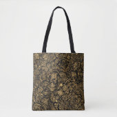 Gold Floral Baroque Pattern on Black Tote Bag (Voorkant)