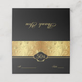 Gold Floral Black 50th Wedding Reception Place Car Plaatskaartje (Buitenkant ongevouwen)
