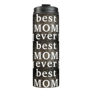 Gold Floral Black Modern MAMA Beste MOM ooit Thermosbeker