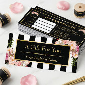 Gold Floral Black White Stripes Cadeaubon