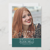 Gold Floral Blauwgroen | Foto van studenten Afstud Kaart (Voorkant)