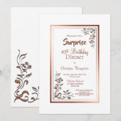 Gold Floral Border Surprise 40th Birthday Dinner Kaart (Voorkant / Achterkant)