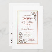 Gold Floral Border Surprise 60th Birthday Dinner Kaart (Voorkant / Achterkant)
