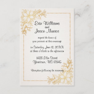 Gold Floral Border Wedding Uitnodiging