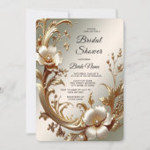 Gold Floral Bridal Shower Kaart (Voorkant)