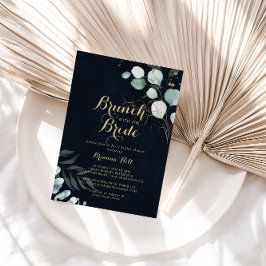 Gold Floral Brunch met de Blue Bride Shower Kaart