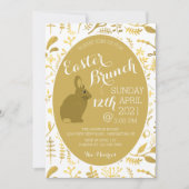 Gold Floral Bunny Easter Egg Aankondiging (Voorkant)