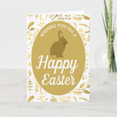 Gold Floral Bunny Easter Egg Kaart (Voorkant)