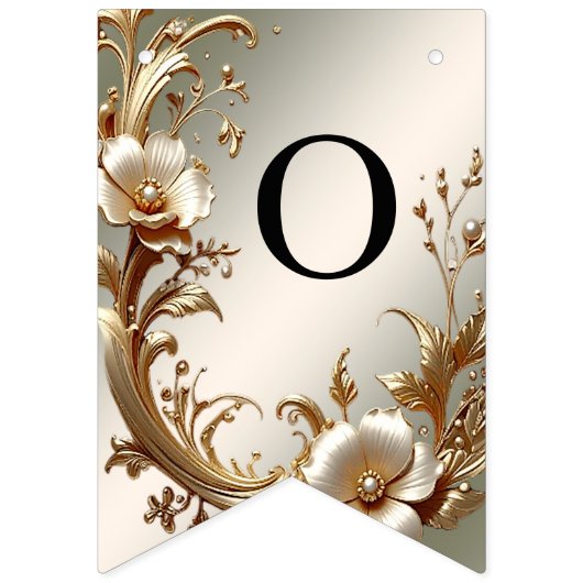 Gold Floral Bunting Flag Vlaggetjes (Tweede vlag)