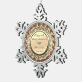 Gold Floral Burgundy 50th Wedding Jubileum Tin Sneeuwvlok Ornament (Rechts)