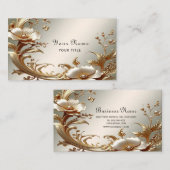 Gold Floral Business Card Visitekaartje (Voorkant / Achterkant)