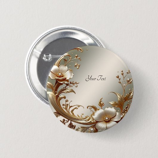 Gold Floral Button (Voorkant /achterkant)