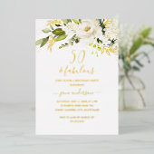 Gold Floral Champagne 50 en Fabulous Birthday Folie Uitnodiging (Staand Voorkant)