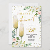 Gold Floral Cheers op uitnodiging tot pensionering (Voorkant)