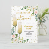 Gold Floral Cheers op uitnodiging tot pensionering (Staand voorkant)