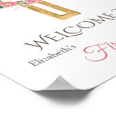 Gold Floral Cross First Heilige Communie Poster (Hoek)