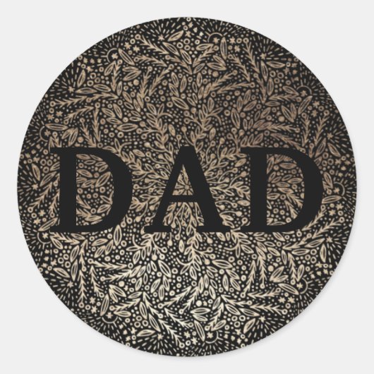 Gold Floral DAD Formal Elegant Vaderdag Ronde Sticker (Voorkant)