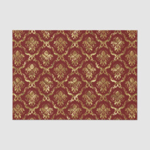 Gold Floral Damascus & Custom Dark_Red Background Tissuepapier