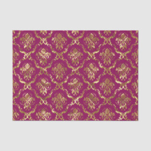 Gold Floral-Damascus & Custom Deep Pink Background Tissuepapier