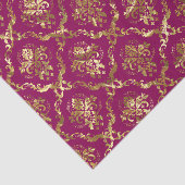 Gold Floral-Damascus & Custom Deep Pink Background Tissuepapier (Detail)