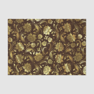 Gold Floral-Damascus en Custom Brown achtergrond Tissuepapier