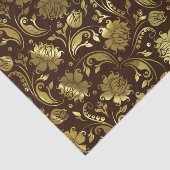 Gold Floral-Damascus en Custom Brown achtergrond Tissuepapier (Detail)