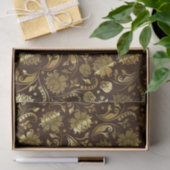 Gold Floral-Damascus en Custom Brown achtergrond Tissuepapier (Geschenk)