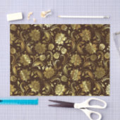 Gold Floral-Damascus en Custom Brown achtergrond Tissuepapier (Craft)