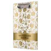 Gold Floral Damascus Pattern Stripes Accent Klembord (Links)