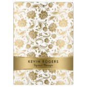 Gold Floral Damascus Pattern Stripes Accent Klembord (Achterkant)