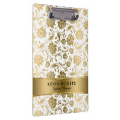 Gold Floral Damascus Pattern Stripes Accent Klembord (Rechts)