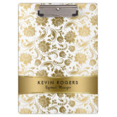 Gold Floral Damascus Pattern Stripes Accent Klembord (Voorkant)