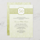 Gold Floral Damask 50th Wedding Jubileum Invite Kaart (Voorkant / Achterkant)