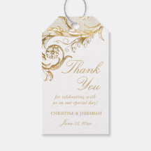  Gold Floral Damask Name Weddenschap Bedankt