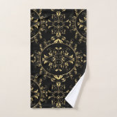 Gold Floral Damask op Black Towel Set Bad Handdoek (Handdoek)