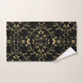 Gold Floral Damask op Black Towel Set Bad Handdoek (Handdoek)