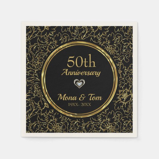 Gold Floral Damask Pattern Servet (Voorkant)