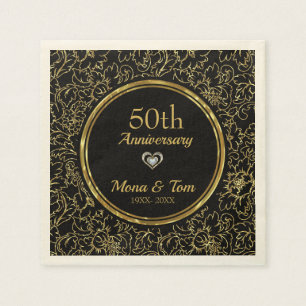 Gold Floral Damask Pattern Servet