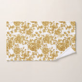 Gold Floral Damask Peony Roos Bad Handdoek (Handdoek)