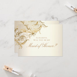  Gold Floral Damask-script gemaakt van eer Kaart