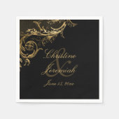  Gold Floral Damask Script Names Weddenschap Na Servet (Voorkant)