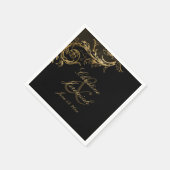 Gold Floral Damask Script Names Weddenschap Na Servet (Hoek)