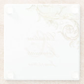 Gold Floral Damask Script Names Wedding Glazen Onderzetter (Achterkant)